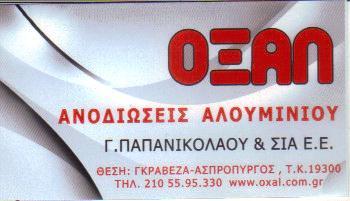 ΟΞΑΛ ΑΝΟΔΙΩΣΕΙΣ ΑΛΟΥΜΙΝΙΟΥ ΑΣΠΡΟΠΥΡΓΟΣ Γ ΠΑΠΑΝΙΚΟΛΑΟΥ & ΣΙΑ Ε Ε